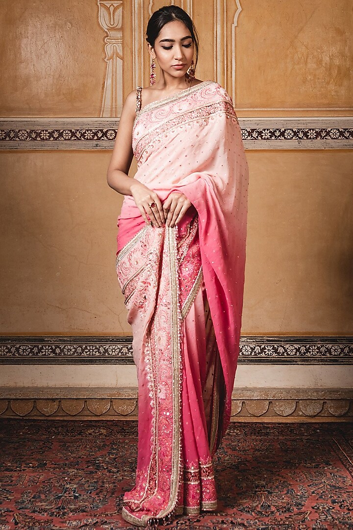 Pink Embroidered Saree Set Design by Tarun Tahiliani at Pernia's Pop Up ...