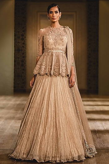 Ivory Embroidered Lehenga Set by Tarun Tahiliani