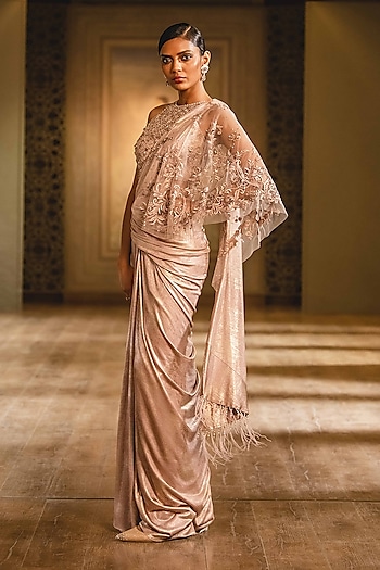 Lilac Embroidered Concept Saree Set by Tarun Tahiliani
