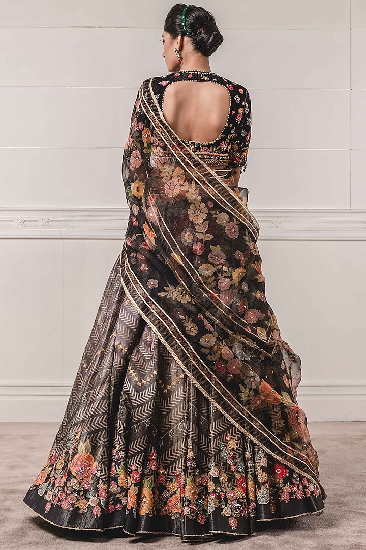 Black Printed Bridal Lehenga Set by Tarun Tahiliani at Pernia's Pop Up Shop