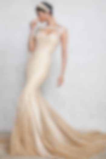 Gold Bridal Gown With Crystallized Trellis by Tarun Tahiliani at Pernia's Pop Up Shop