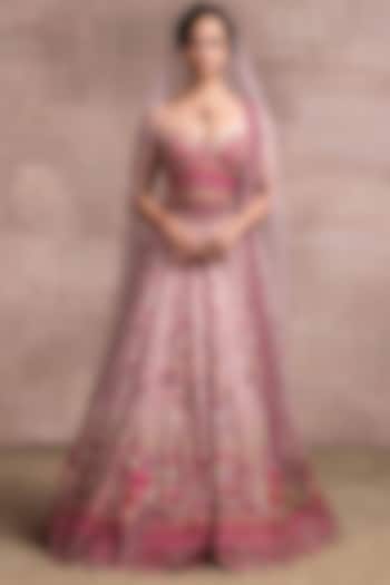 Pink Hand Embroidered Kalidar Bridal Bridal Lehenga Set by Tarun Tahiliani at Pernia's Pop Up Shop