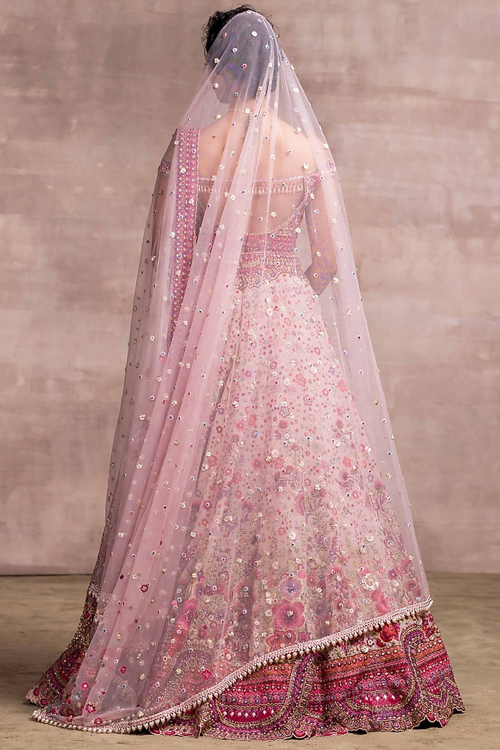 Pink Hand Embroidered Kalidar Bridal Bridal Lehenga Set by Tarun Tahiliani at Pernia's Pop Up Shop