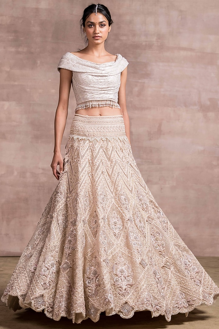 Ivory Kalidar Bridal Lehenga Set With Embroidery by Tarun Tahiliani at Pernia's Pop Up Shop