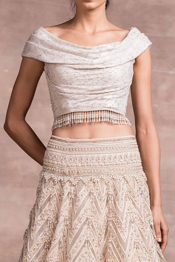Ivory Kalidar Bridal Lehenga Set With Embroidery by Tarun Tahiliani at Pernia's Pop Up Shop