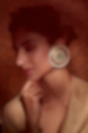 Gold Plated Round Stud Earrings In Sterling Silver by Tarun Tahiliani Accessories