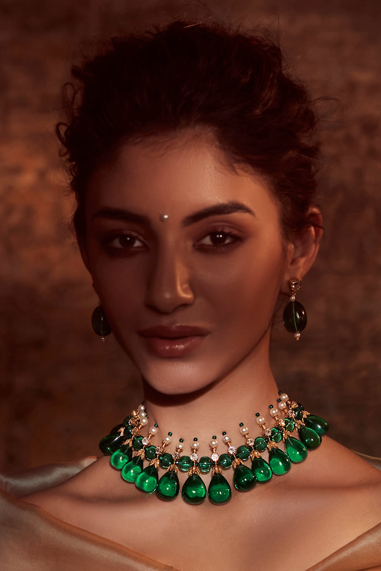 Gold Plated Coral Glass Stone Choker Necklace In Sterling Silver Design by  Tarun Tahiliani Accessories at Pernia's Pop Up Shop 2024