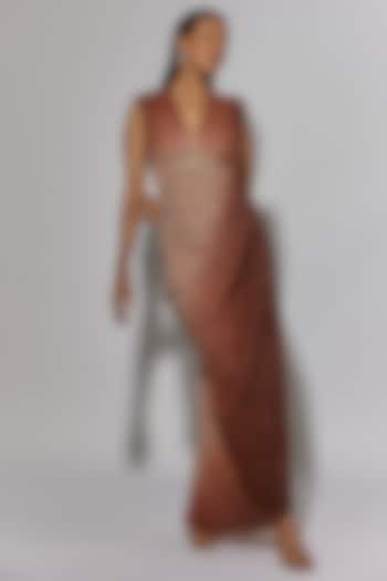 Fuchsia Ombre Metallic Crinkle Tulle Dress by Tarun Tahiliani