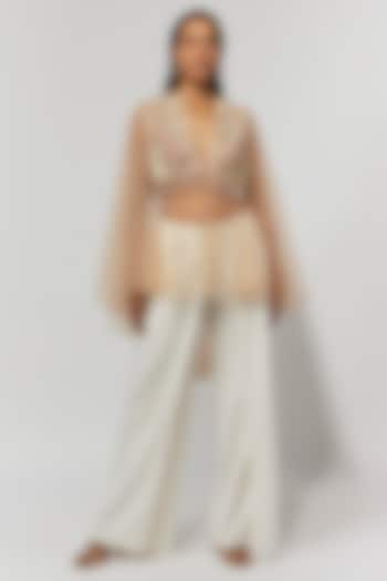 Blush Pink Tulle Hand Embroidered Cape by Tarun Tahiliani at Pernia's Pop Up Shop