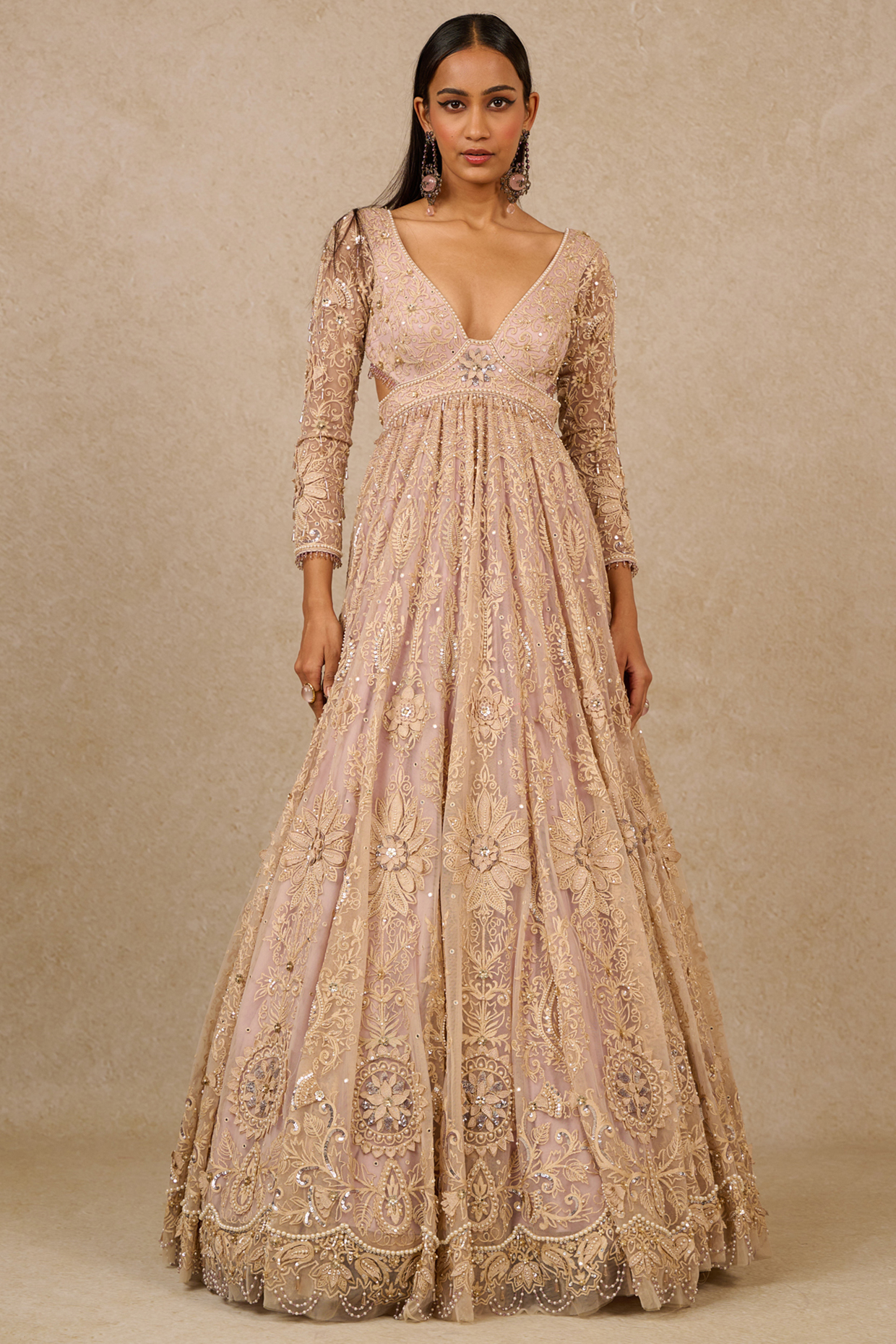 Lilac Soft Net Sequins Embroidered Bridal Gown by Tarun Tahiliani at Pernia's Pop Up Shop