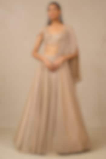 Champagne Crinkle Skirt Set by Tarun Tahiliani at Pernia's Pop Up Shop