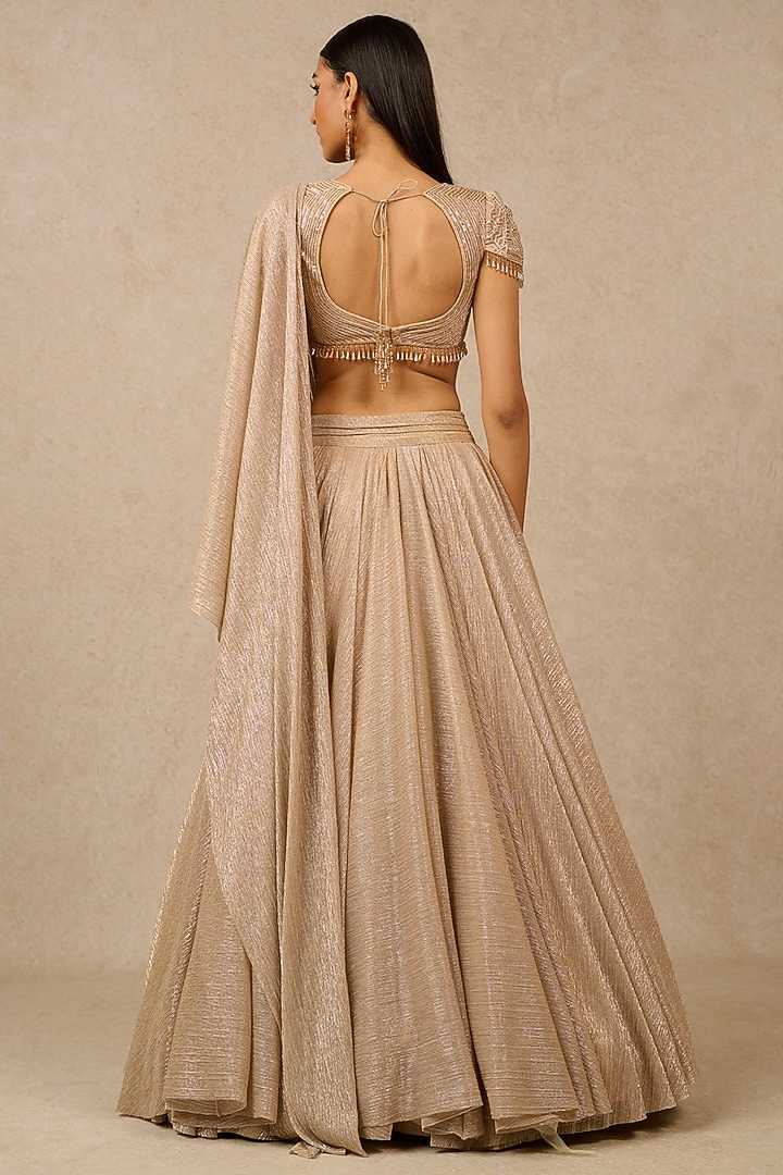 Champagne Crinkle Skirt Set by Tarun Tahiliani at Pernia's Pop Up Shop