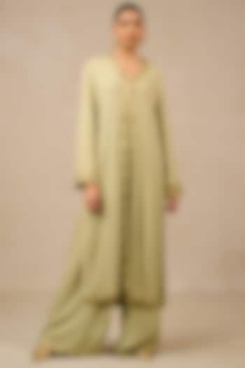 Mint Silk Georgette Mukaish Embroidered Kurta Set by Tarun Tahiliani at Pernia's Pop Up Shop