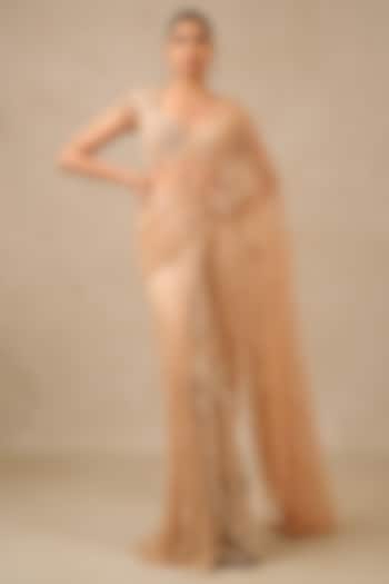 Gold Lace Embroidered Concept Bridal Saree Set by Tarun Tahiliani at Pernia's Pop Up Shop