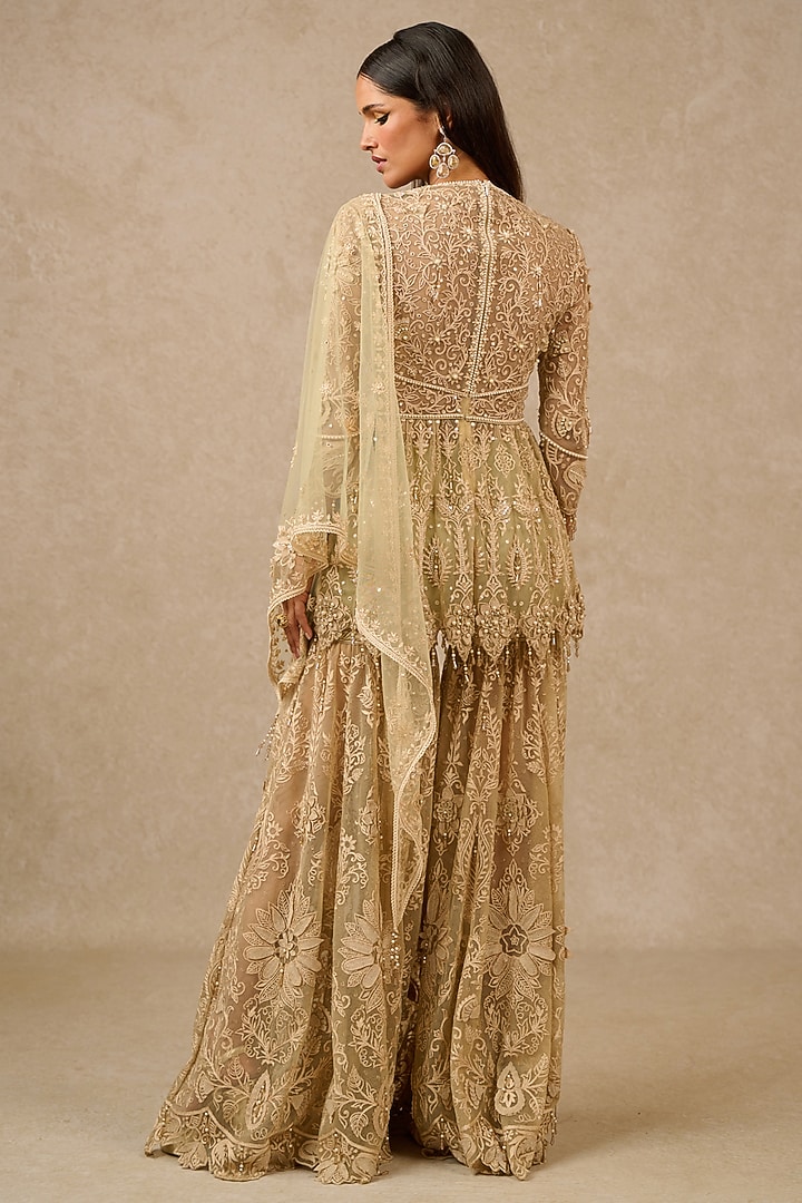 Mint Soft Net Embroidered Bridal Sharara Set by Tarun Tahiliani at Pernia's Pop Up Shop
