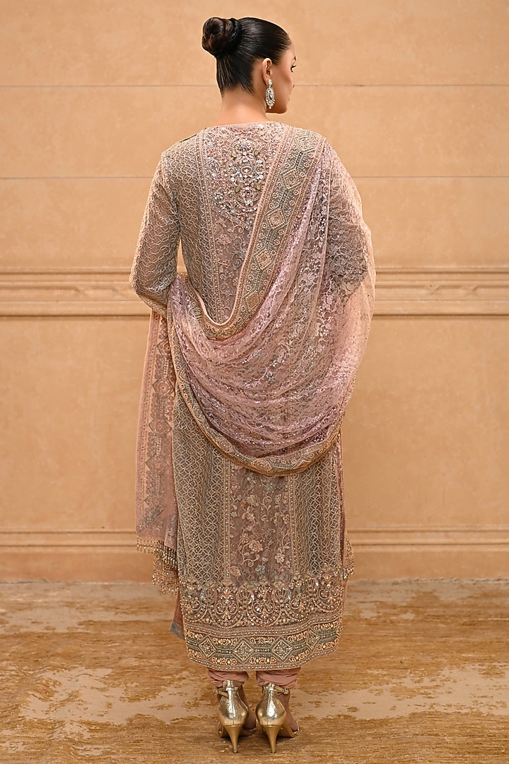 Aqua & Blush Indian Tulle Zardosi Embellished Kurta Set by Tarun Tahiliani at Pernia's Pop Up Shop