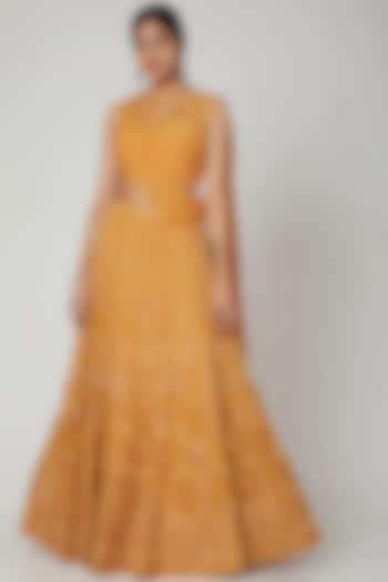 Mustard Lehenga With Blouse by Tarun Tahiliani