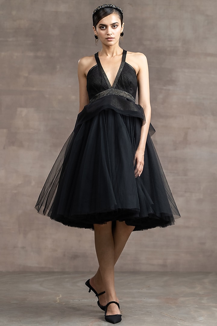 strapless open back dress Amsale Evening Peplum Train Gown P457M