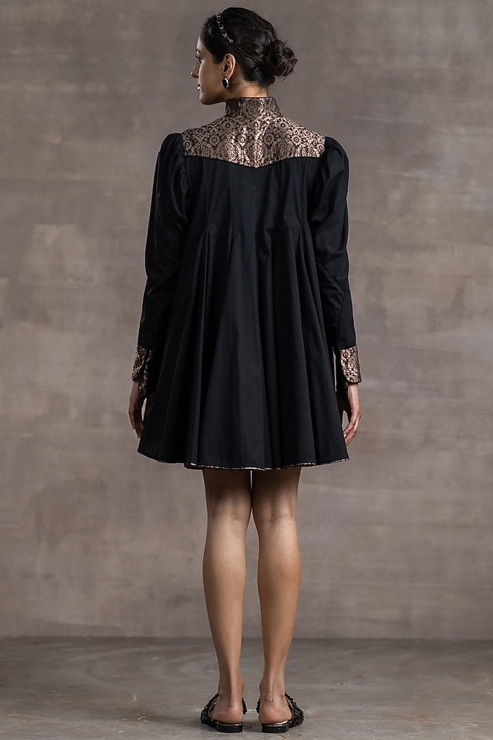 Black Poplin Flared Cocktail Dress by Tarun Tahiliani at Pernia's Pop Up Shop