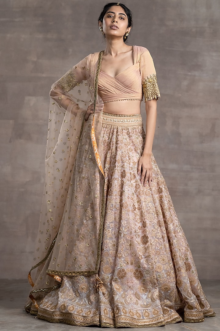 Blush Pink Tulle Embroidered Bridal Lehenga Set by Tarun Tahiliani at Pernia's Pop Up Shop