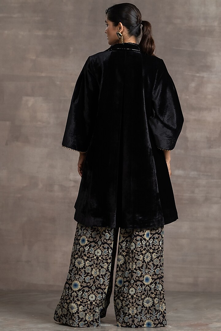 Black Silk Velvet Jacket Set by Tarun Tahiliani at Pernia's Pop Up Shop