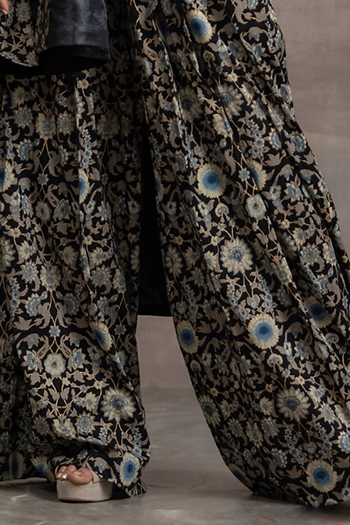 Black Silk Velvet Jacket Set by Tarun Tahiliani at Pernia's Pop Up Shop
