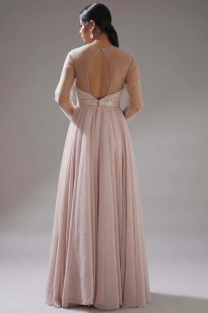 Blush Crinkle Tulle Wedding Gown by Tarun Tahiliani at Pernia's Pop Up Shop