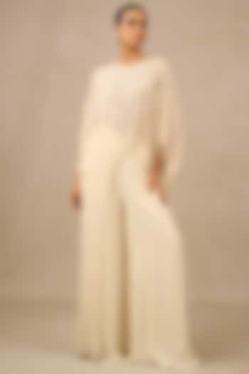 Ivory Silk Georgette Chikankari Work Co-Ord Set by Tarun Tahiliani at Pernia's Pop Up Shop