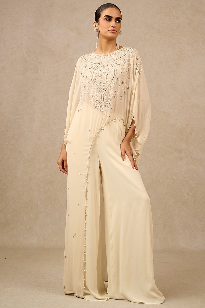 Ivory Silk Georgette Chikankari Work Co-Ord Set by Tarun Tahiliani at Pernia's Pop Up Shop