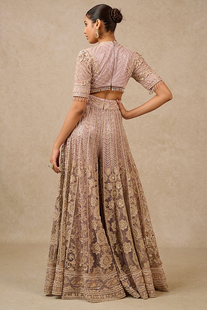 Lilac Tulle Sequin Embroidered Jumpsuit by Tarun Tahiliani at Pernia's Pop Up Shop