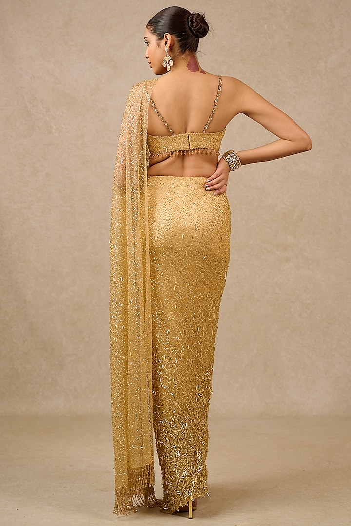 Gold Tulle Sari Set | Seema Gujral S