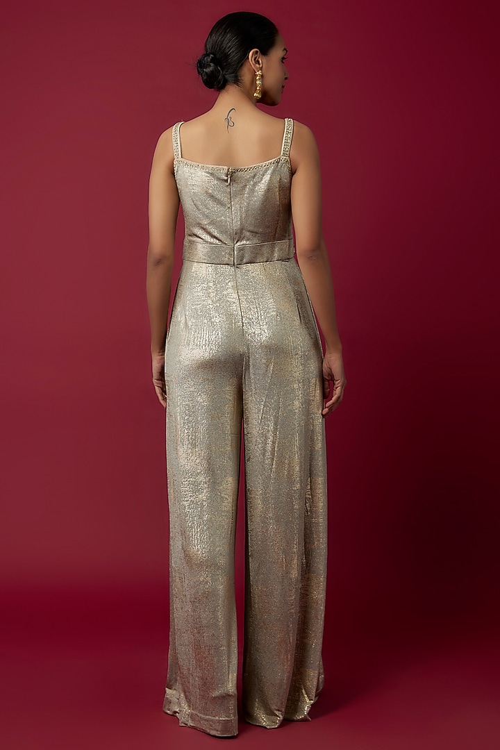 Silver Shimmer Jumpsuit by Tarun Tahiliani at Pernia's Pop Up Shop