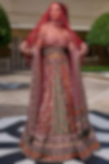 Multi-Colored Silk Dupion Embroidered Bridal Lehenga Set by Tarun Tahiliani at Pernia's Pop Up Shop