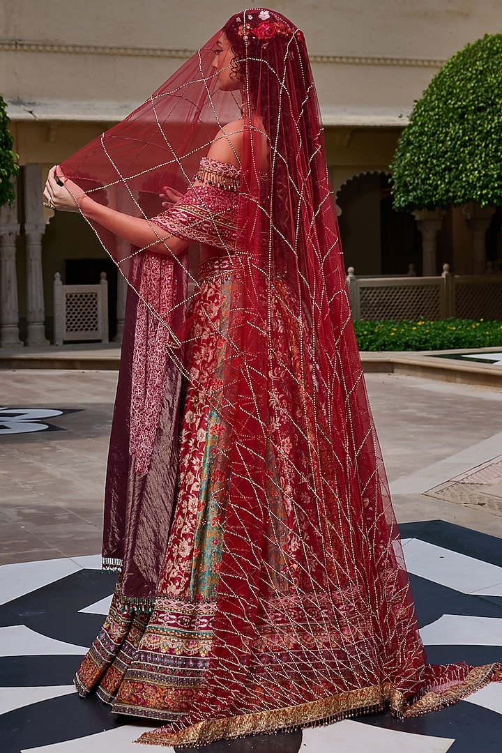 Multi-Colored Silk Dupion Embroidered Bridal Lehenga Set by Tarun Tahiliani at Pernia's Pop Up Shop