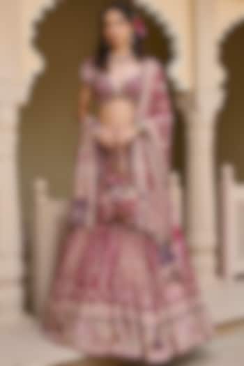 Purple Georgette Embroidered Bridal Lehenga Set by Tarun Tahiliani at Pernia's Pop Up Shop