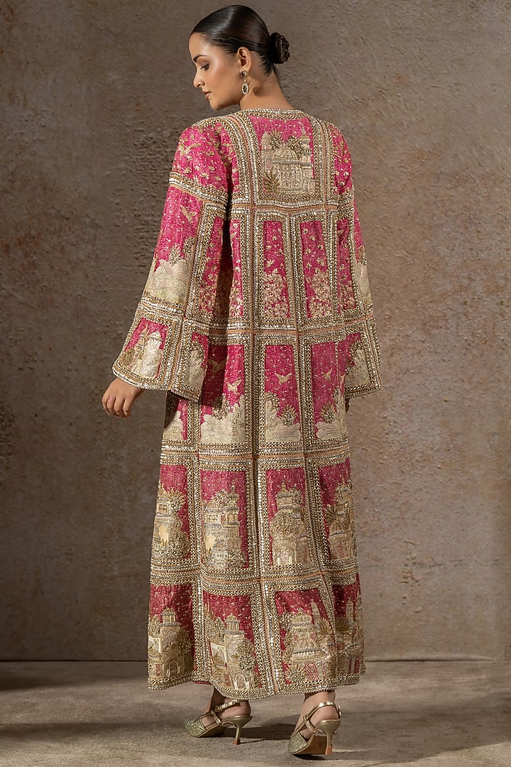 Red Silk Dupion Embellished Jacket Set by Tarun Tahiliani at Pernia's Pop Up Shop