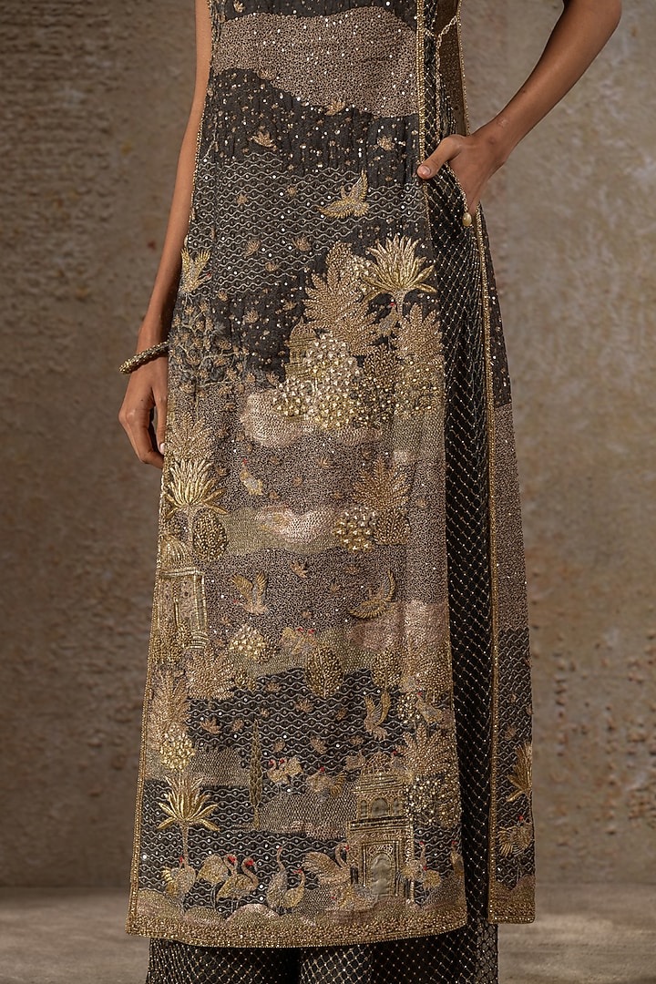 Black Lace Fabric & Silk Embellished Jumpsuit by Tarun Tahiliani at Pernia's Pop Up Shop