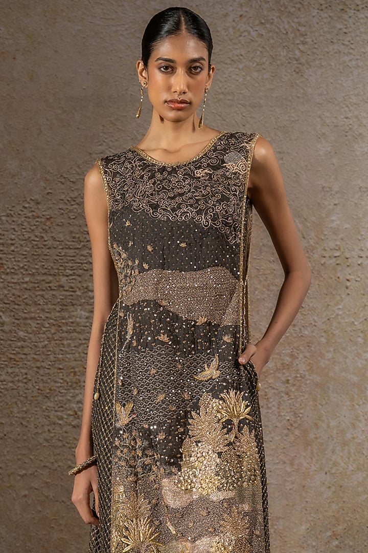 Black Lace Fabric & Silk Embellished Jumpsuit by Tarun Tahiliani at Pernia's Pop Up Shop