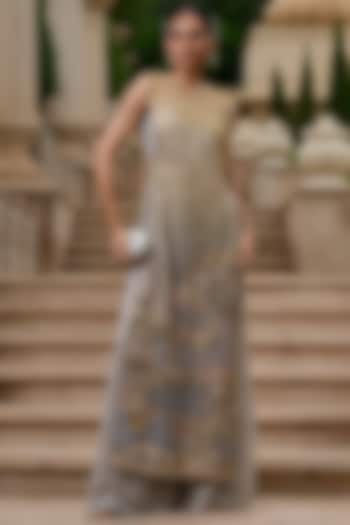 Powder Blue Lace Fabric & Silk Embellished Jumpsuit by Tarun Tahiliani at Pernia's Pop Up Shop