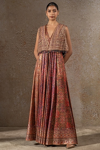 Multi-Colored Foil Jersey Jumpsuit by Tarun Tahiliani