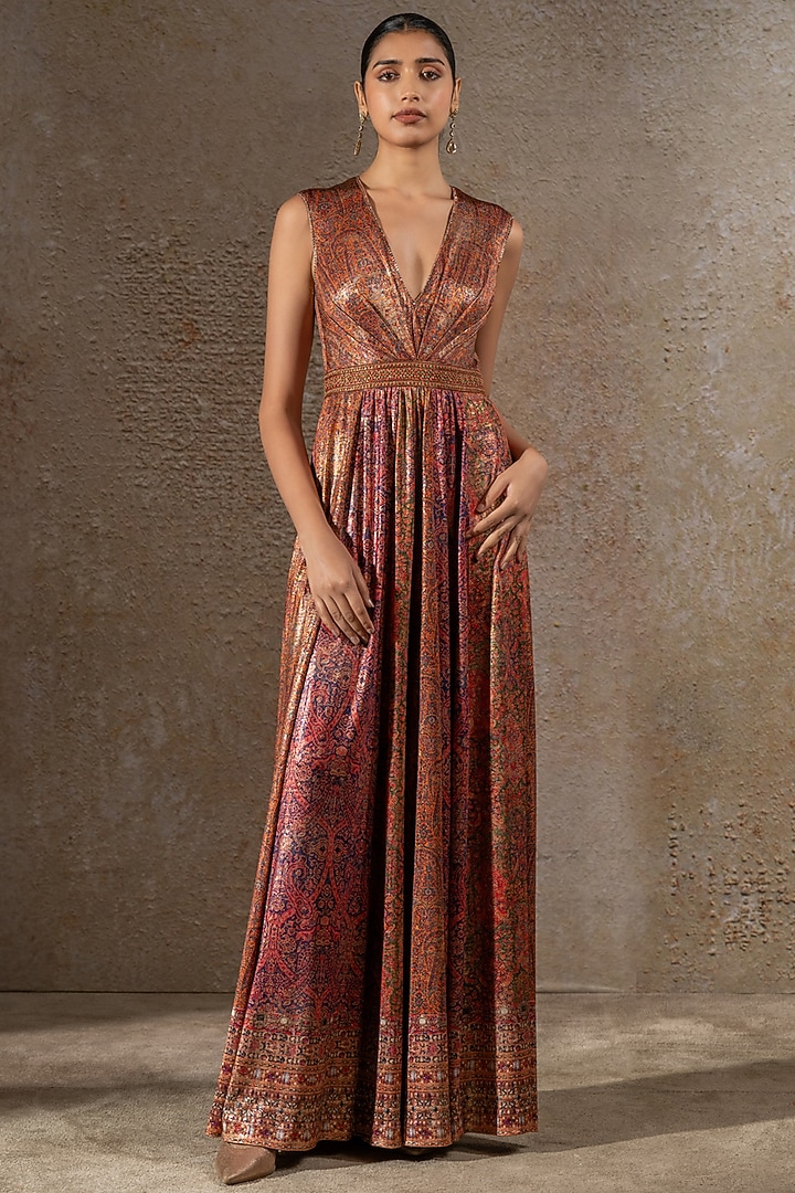 Multi-Colored Foil Jersey Jumpsuit by Tarun Tahiliani at Pernia's Pop Up Shop