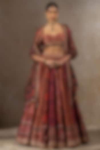 Multi-Colored Chanderi Printed Bridal Lehenga Set by Tarun Tahiliani at Pernia's Pop Up Shop