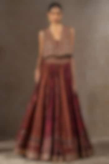 Multi-Colored Chanderi Printed Bridal Lehenga Set by Tarun Tahiliani at Pernia's Pop Up Shop