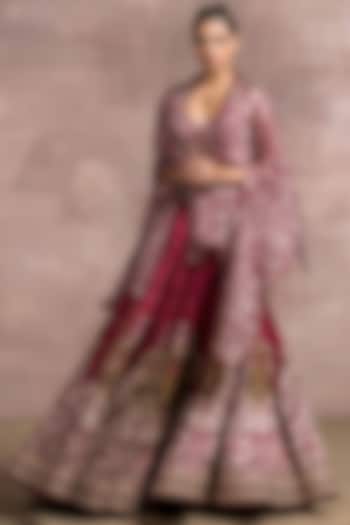 Maroon Embroidered Bridal Lehenga Set by Tarun Tahiliani at Pernia's Pop Up Shop