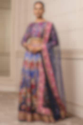 Royal Blue Printed Lehenga Set by Tarun Tahiliani