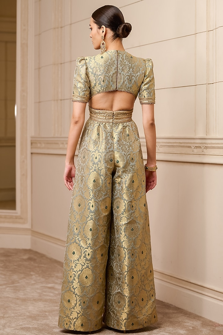 Oyster Brocade Jumpsuit by Tarun Tahiliani at Pernia's Pop Up Shop