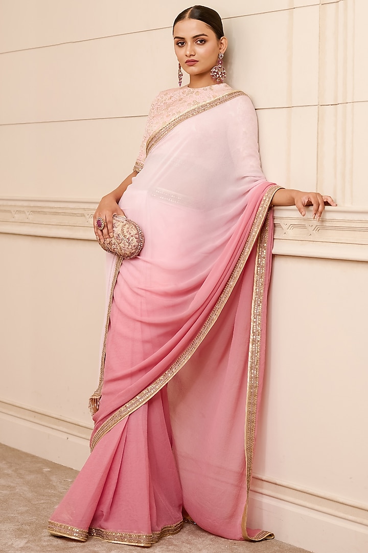 Pink Chiffon Saree by Tarun Tahiliani