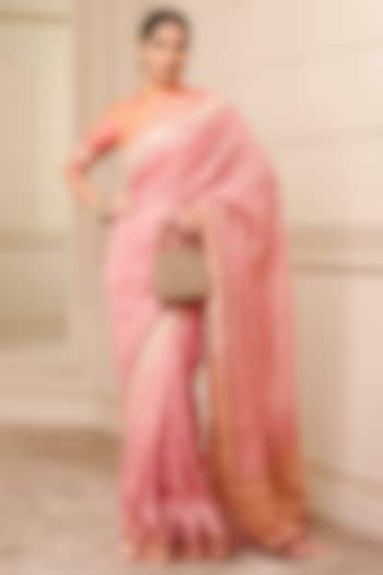 Pink Brocade Saree Set by Tarun Tahiliani