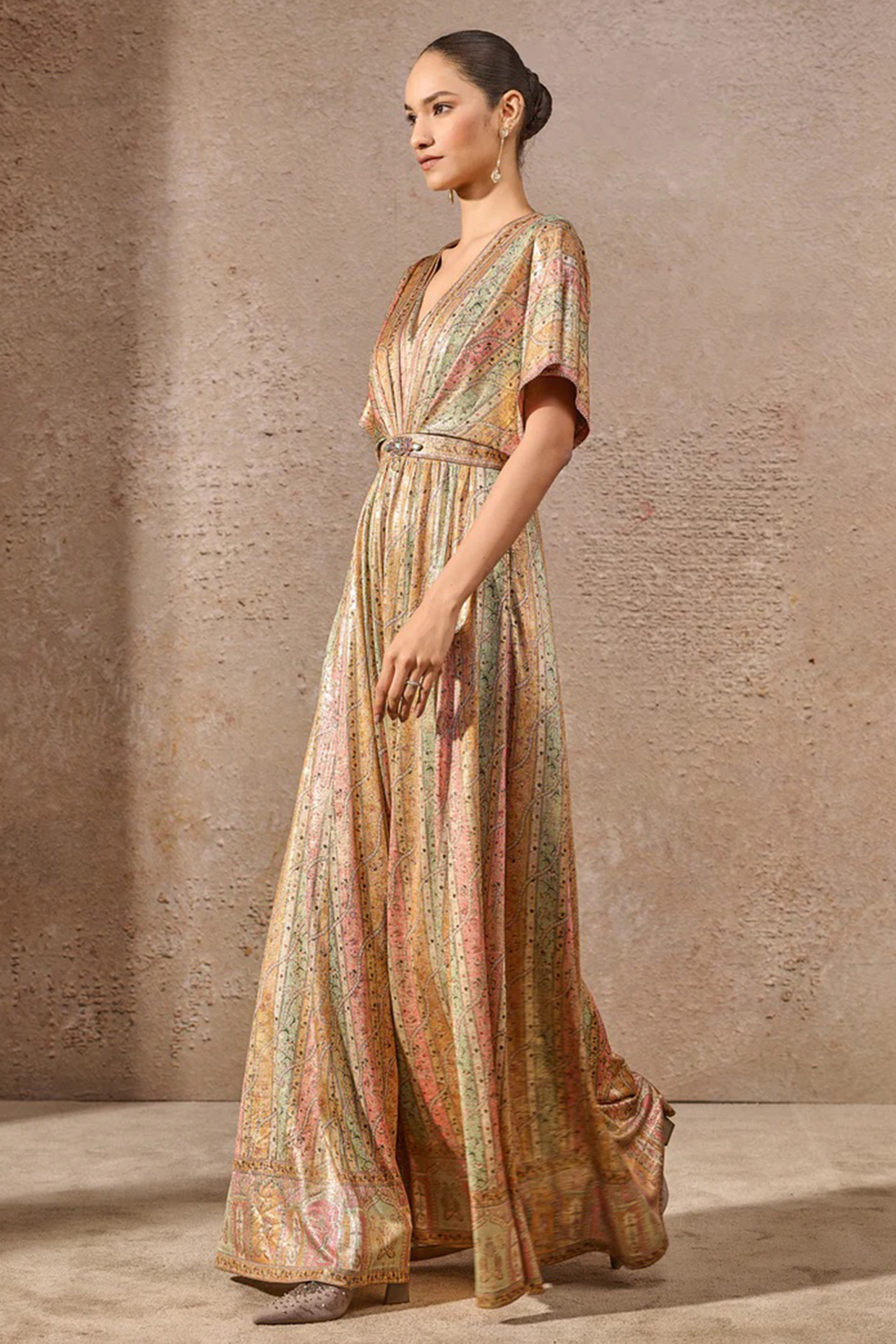 Multi-Colored Foil Jersey Printed Jumpsuit by Tarun Tahiliani at Pernia's Pop Up Shop
