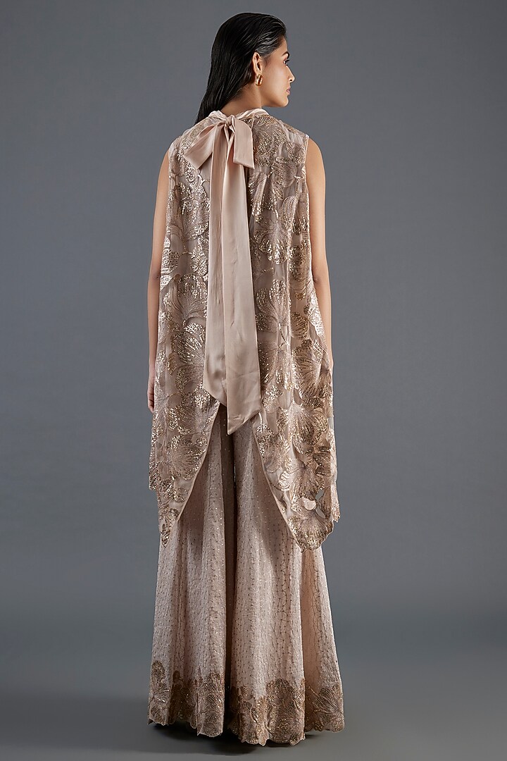 Blush Tulle Sequins Embroidered Bridal Sharara Set by Tarun Tahiliani at Pernia's Pop Up Shop